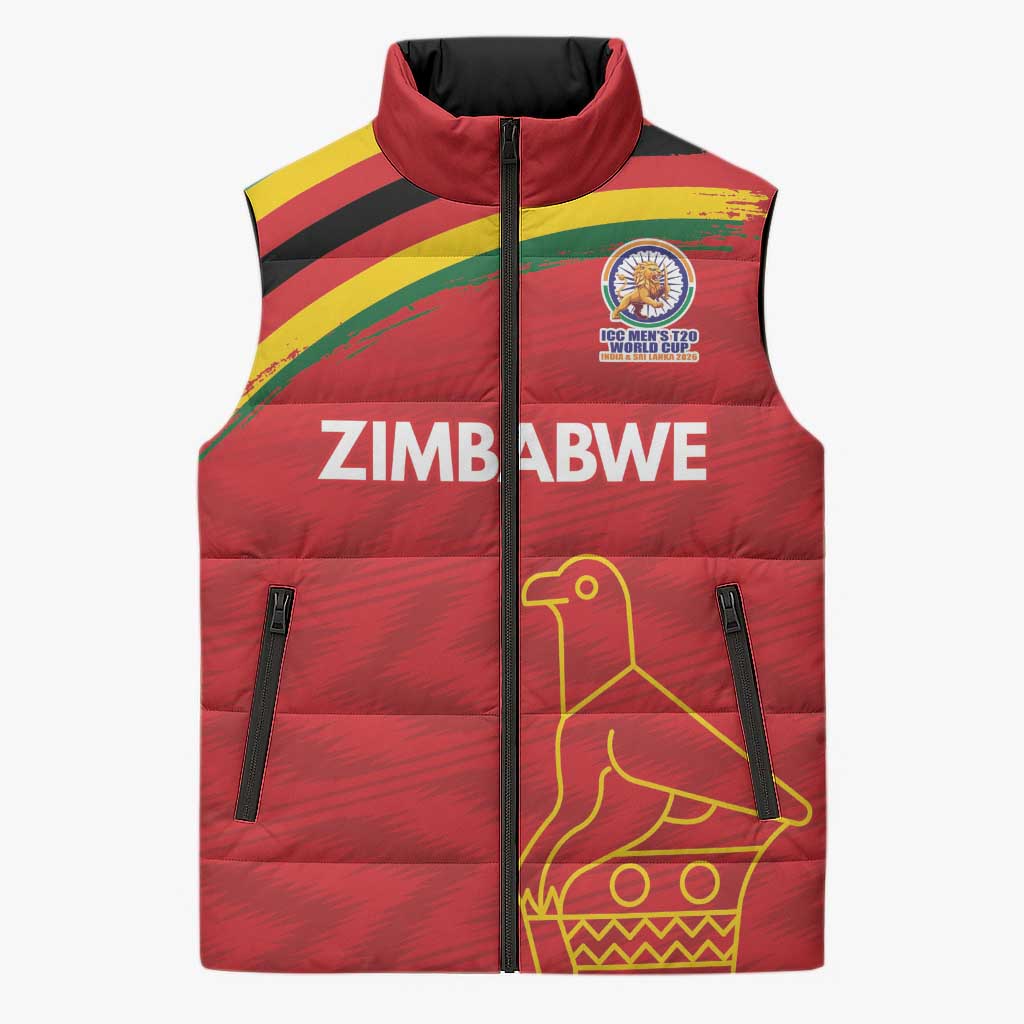 Custom Zimbabwe Cricket Spirit 2026 Sleeveless Puffer Jacket World T20 Edition - Wonder Print Shop