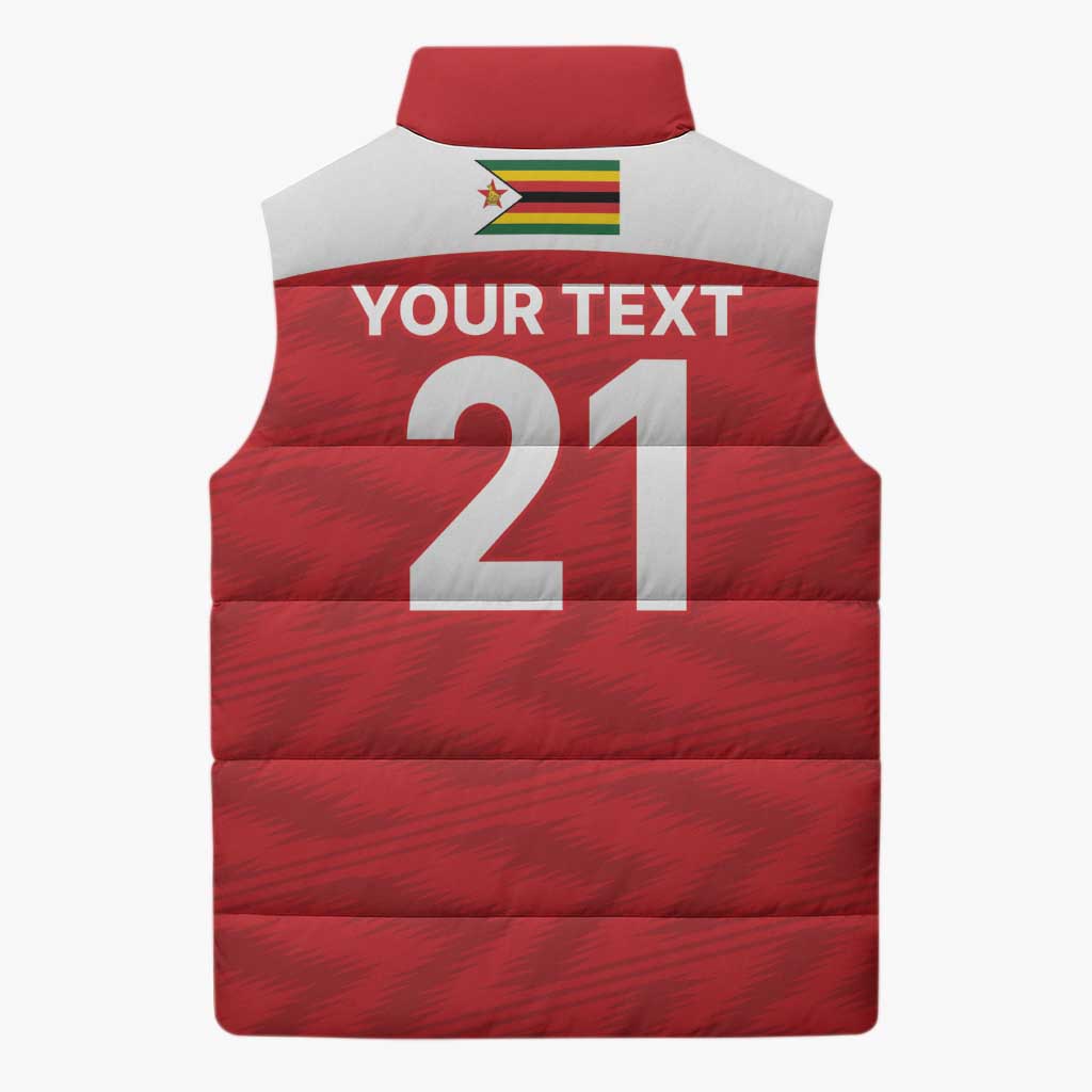 Custom Zimbabwe Cricket Spirit 2026 Sleeveless Puffer Jacket World T20 Edition - Wonder Print Shop