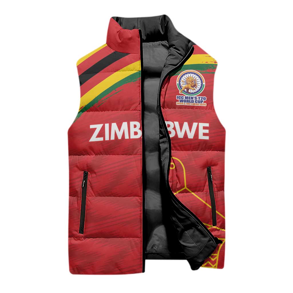 Custom Zimbabwe Cricket Spirit 2026 Sleeveless Puffer Jacket World T20 Edition - Wonder Print Shop