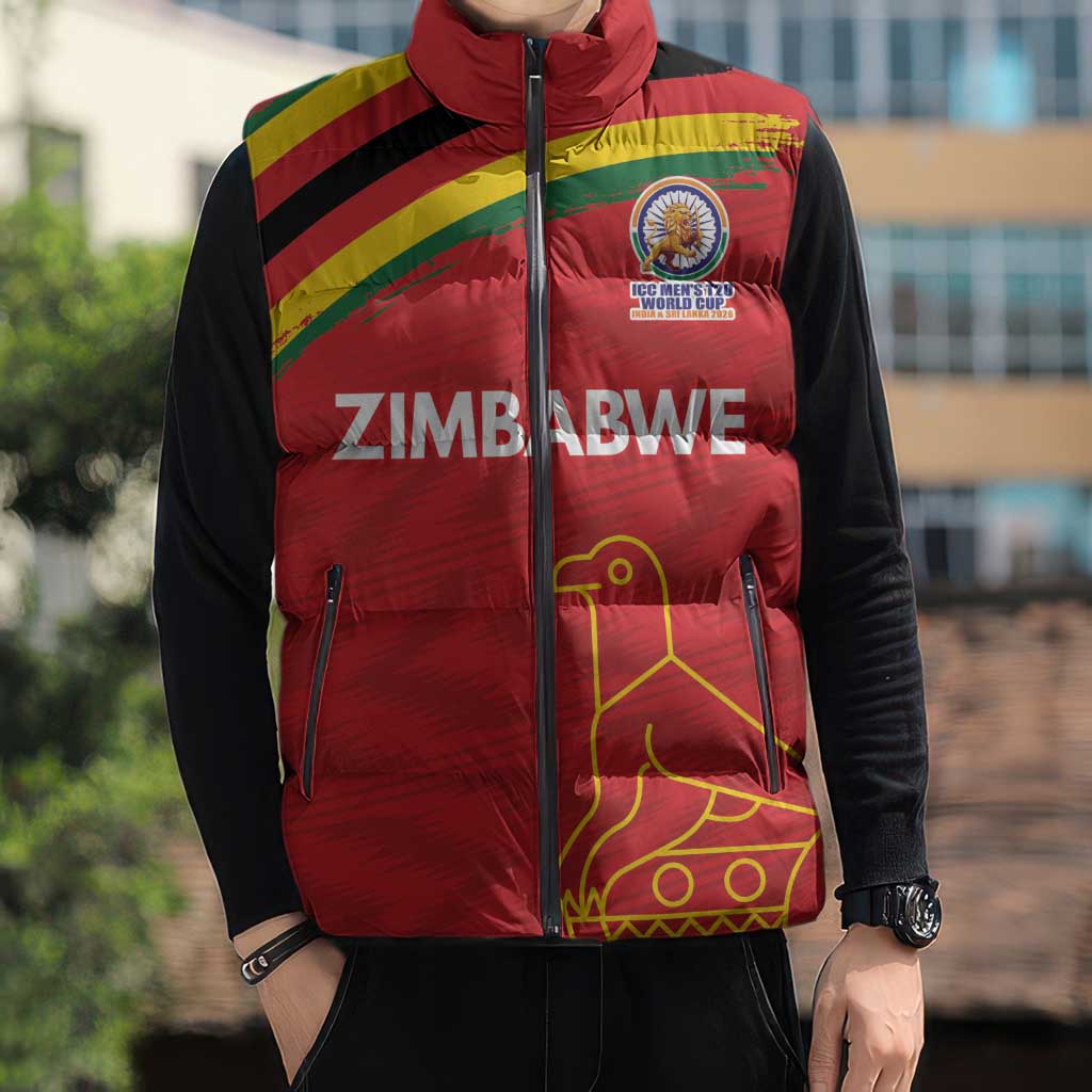 Custom Zimbabwe Cricket Spirit 2026 Sleeveless Puffer Jacket World T20 Edition - Wonder Print Shop