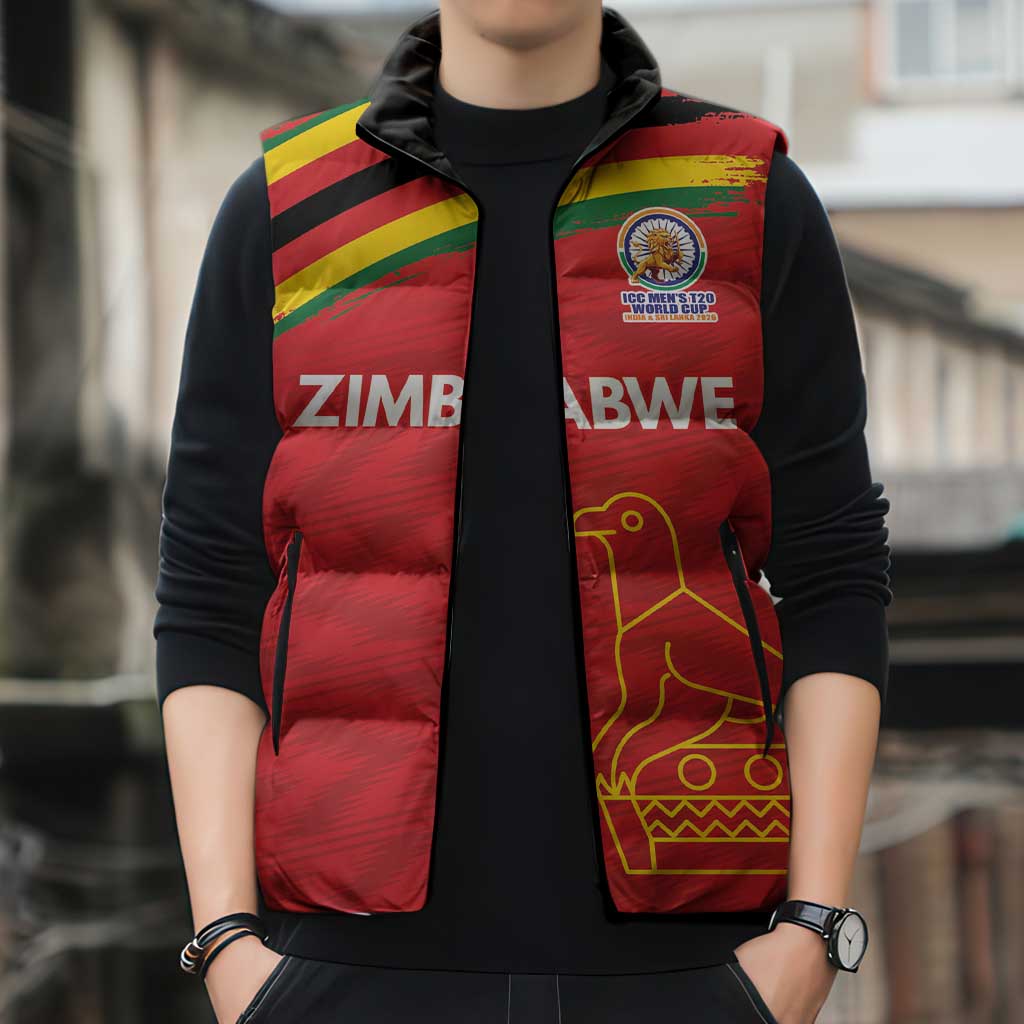 Custom Zimbabwe Cricket Spirit 2026 Sleeveless Puffer Jacket World T20 Edition - Wonder Print Shop