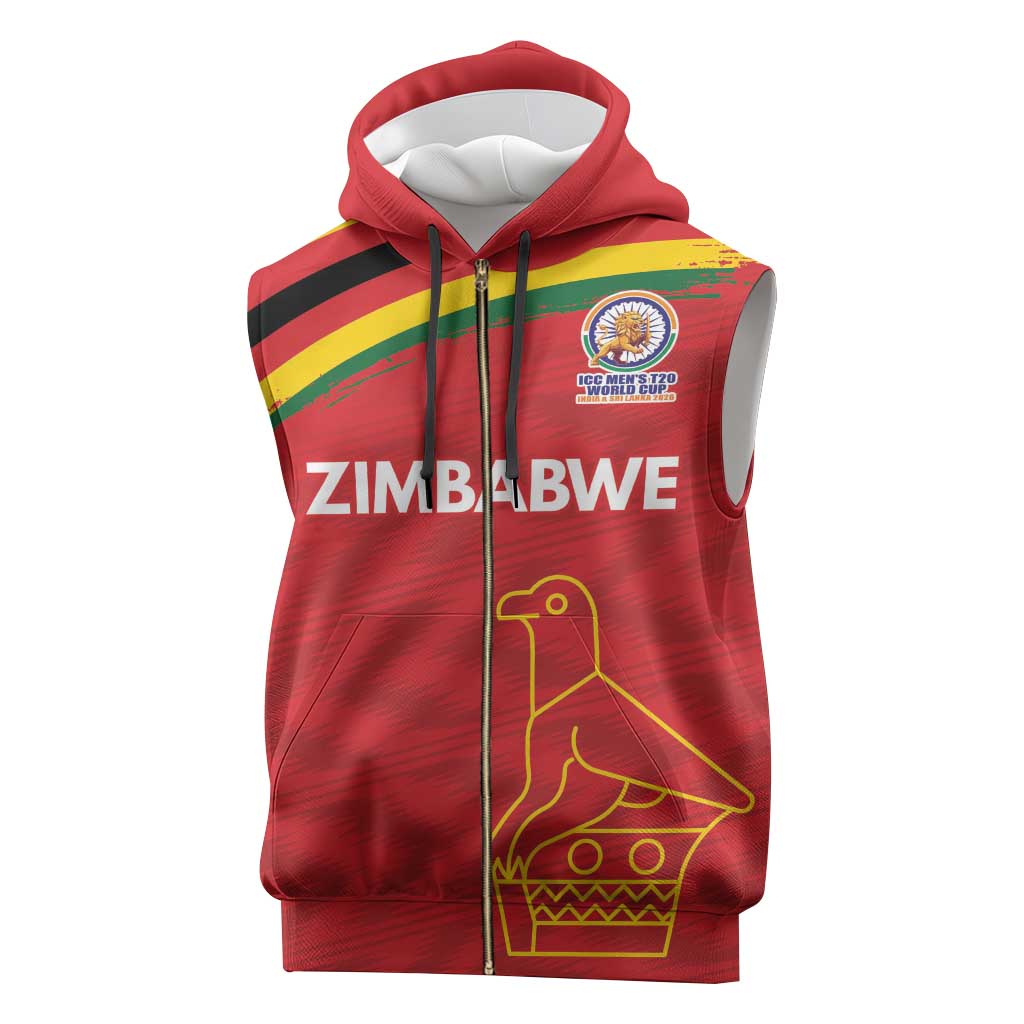 Custom Zimbabwe Cricket Spirit 2026 Sleeveless Zip Hoodie World T20 Edition - Wonder Print Shop
