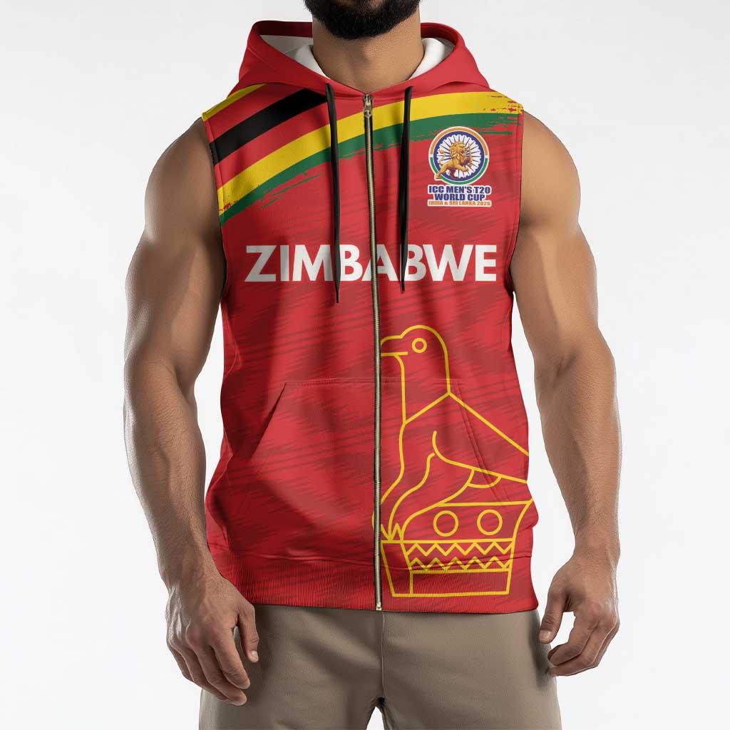 Custom Zimbabwe Cricket Spirit 2026 Sleeveless Zip Hoodie World T20 Edition - Wonder Print Shop