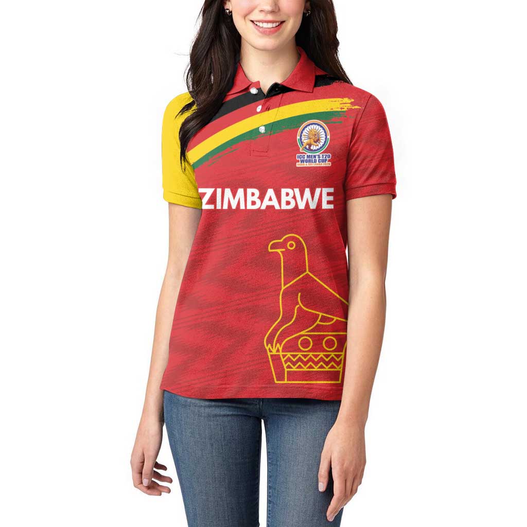 Custom Zimbabwe Cricket Spirit 2026 Women Polo Shirt World T20 Edition - Wonder Print Shop