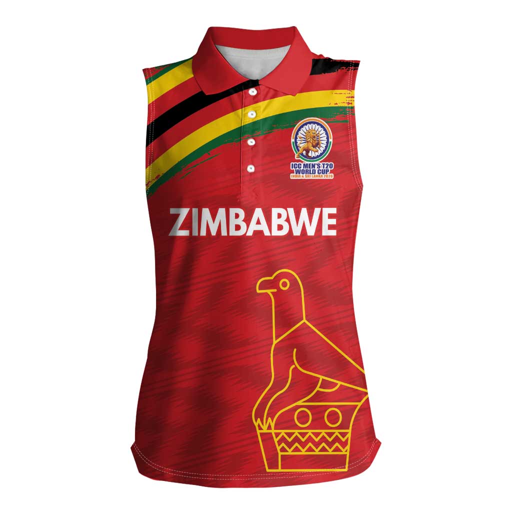 Custom Zimbabwe Cricket Spirit 2026 Women Sleeveless Polo Shirt World T20 Edition - Wonder Print Shop