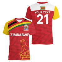 Custom Zimbabwe Cricket Spirit 2026 Women V-Neck T-Shirt World T20 Edition - Wonder Print Shop