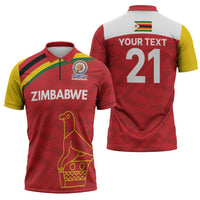 Custom Zimbabwe Cricket Spirit 2026 Zipper Polo Shirt World T20 Edition - Wonder Print Shop