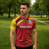 Custom Zimbabwe Cricket Spirit 2026 Zipper Polo Shirt World T20 Edition - Wonder Print Shop