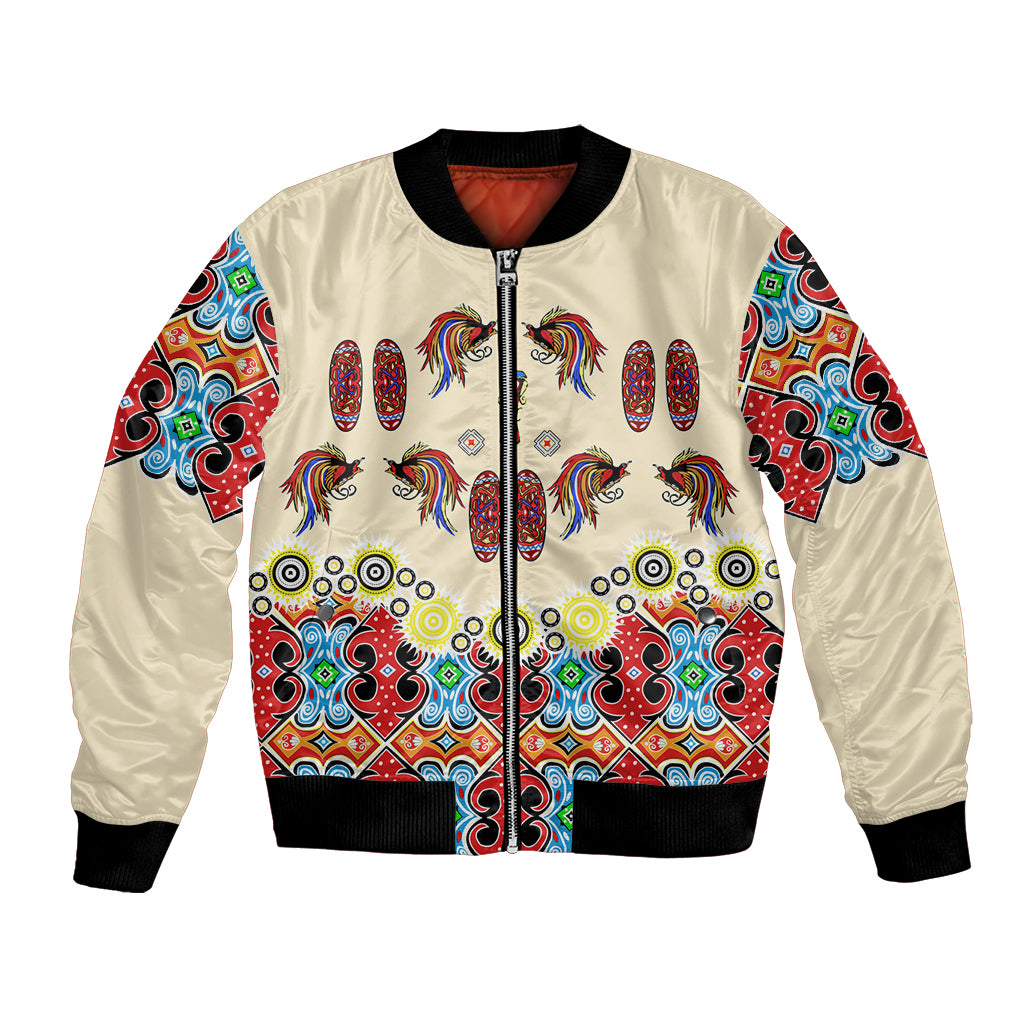 Papua Batik Motif Bird Of Paradise and Native Papuan Shield Bomber Jacket LT9 - Wonder Print Shop