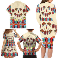 Papua Batik Motif Bird Of Paradise and Native Papuan Shield Family Matching Long Sleeve Bodycon Dress and Hawaiian Shirt LT9 - Wonder Print Shop