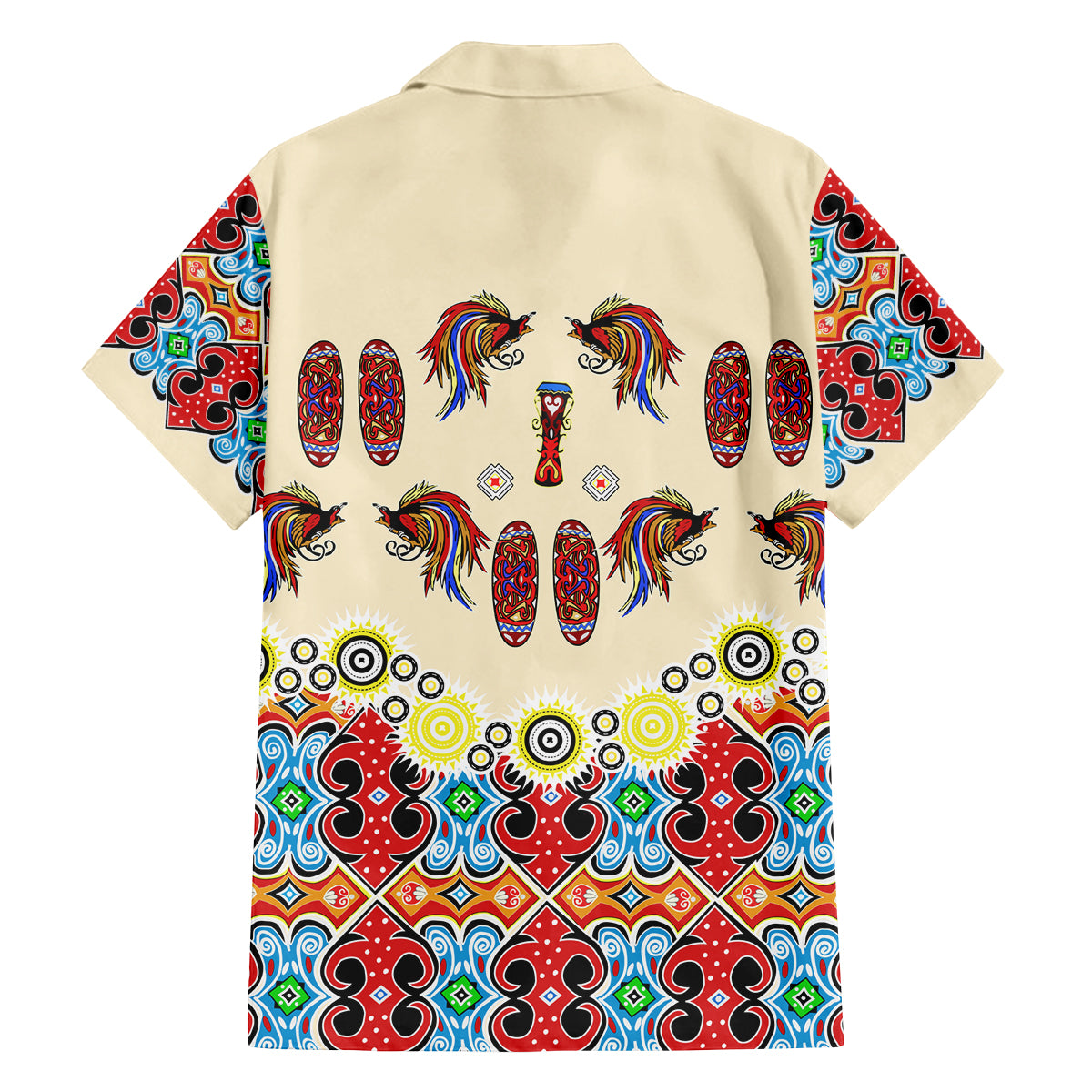Papua Batik Motif Bird Of Paradise and Native Papuan Shield Family Matching Long Sleeve Bodycon Dress and Hawaiian Shirt LT9 - Wonder Print Shop