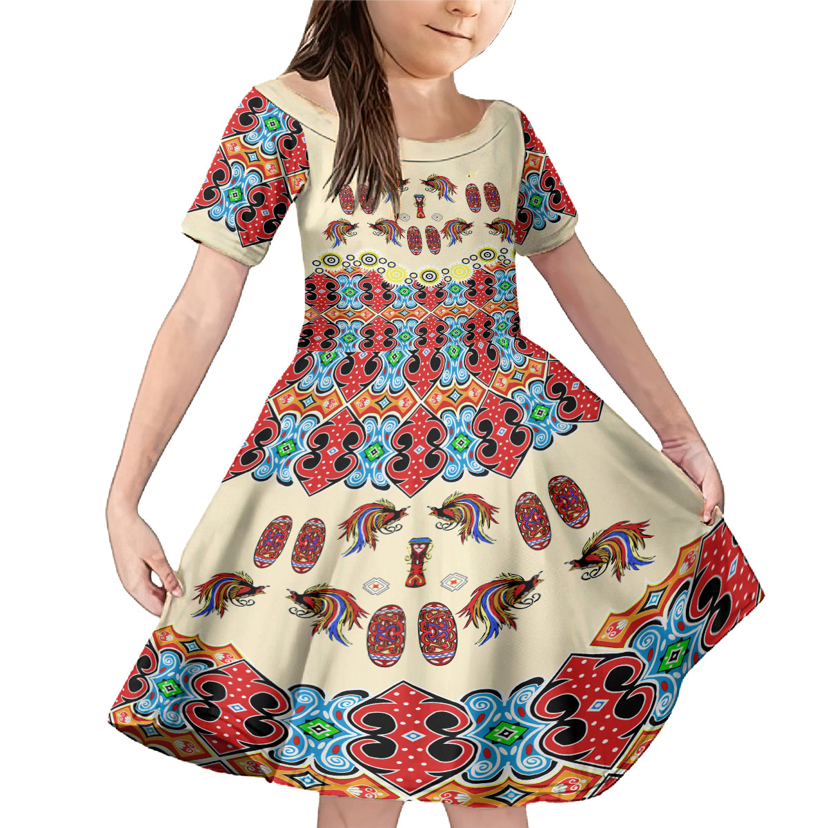 Papua Batik Motif Bird Of Paradise and Native Papuan Shield Family Matching Mermaid Dress and Hawaiian Shirt LT9 - Wonder Print Shop