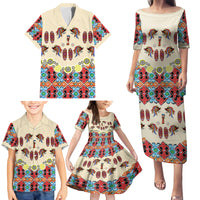 Papua Batik Motif Bird Of Paradise and Native Papuan Shield Family Matching Puletasi Dress and Hawaiian Shirt - Wonder Print Shop