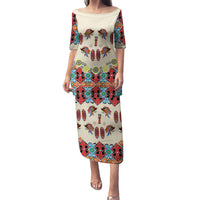 Papua Batik Motif Bird Of Paradise and Native Papuan Shield Family Matching Puletasi Dress and Hawaiian Shirt - Wonder Print Shop