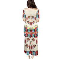 Papua Batik Motif Bird Of Paradise and Native Papuan Shield Family Matching Puletasi Dress and Hawaiian Shirt - Wonder Print Shop