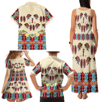 Papua Batik Motif Bird Of Paradise and Native Papuan Shield Family Matching Tank Maxi Dress and Hawaiian Shirt - Wonder Print Shop