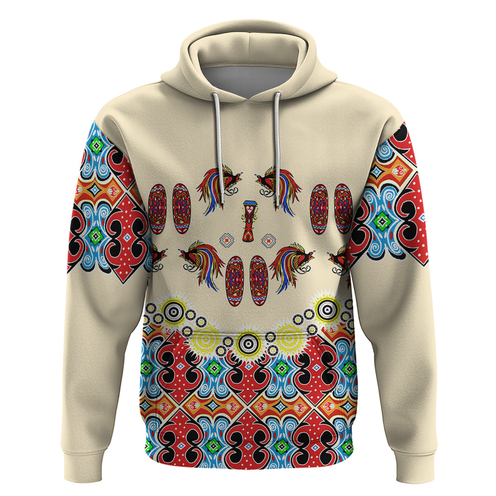 Papua Batik Motif Bird Of Paradise and Native Papuan Shield Hoodie - Wonder Print Shop