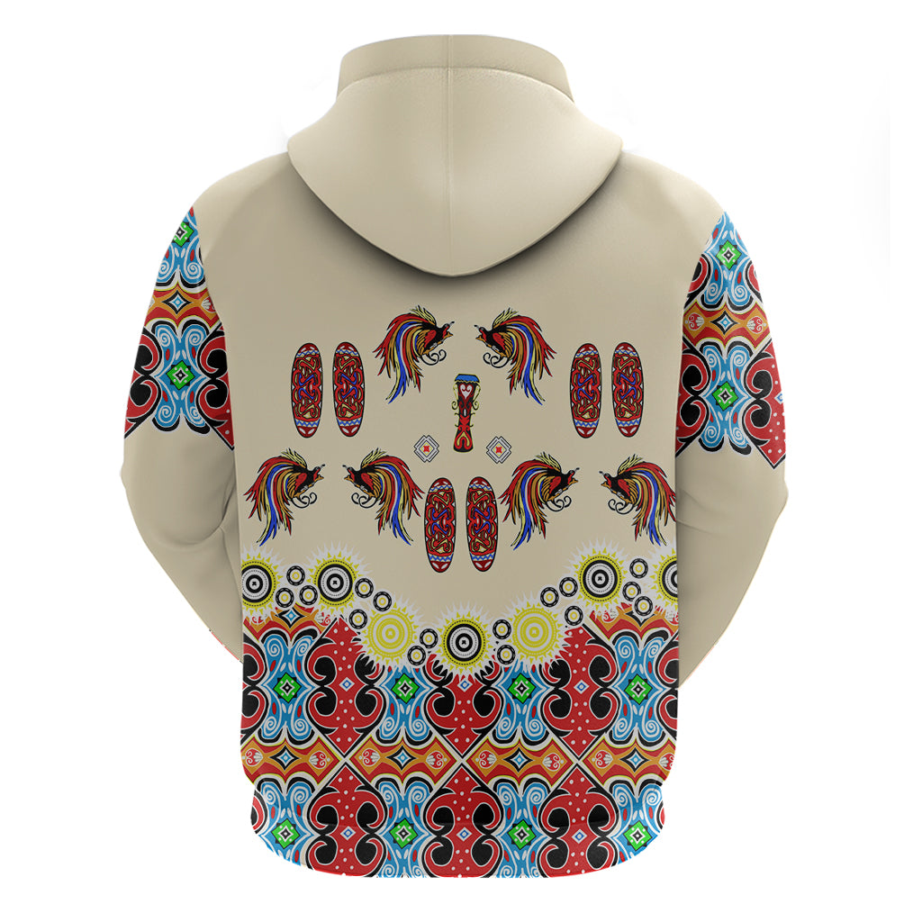 Papua Batik Motif Bird Of Paradise and Native Papuan Shield Hoodie - Wonder Print Shop