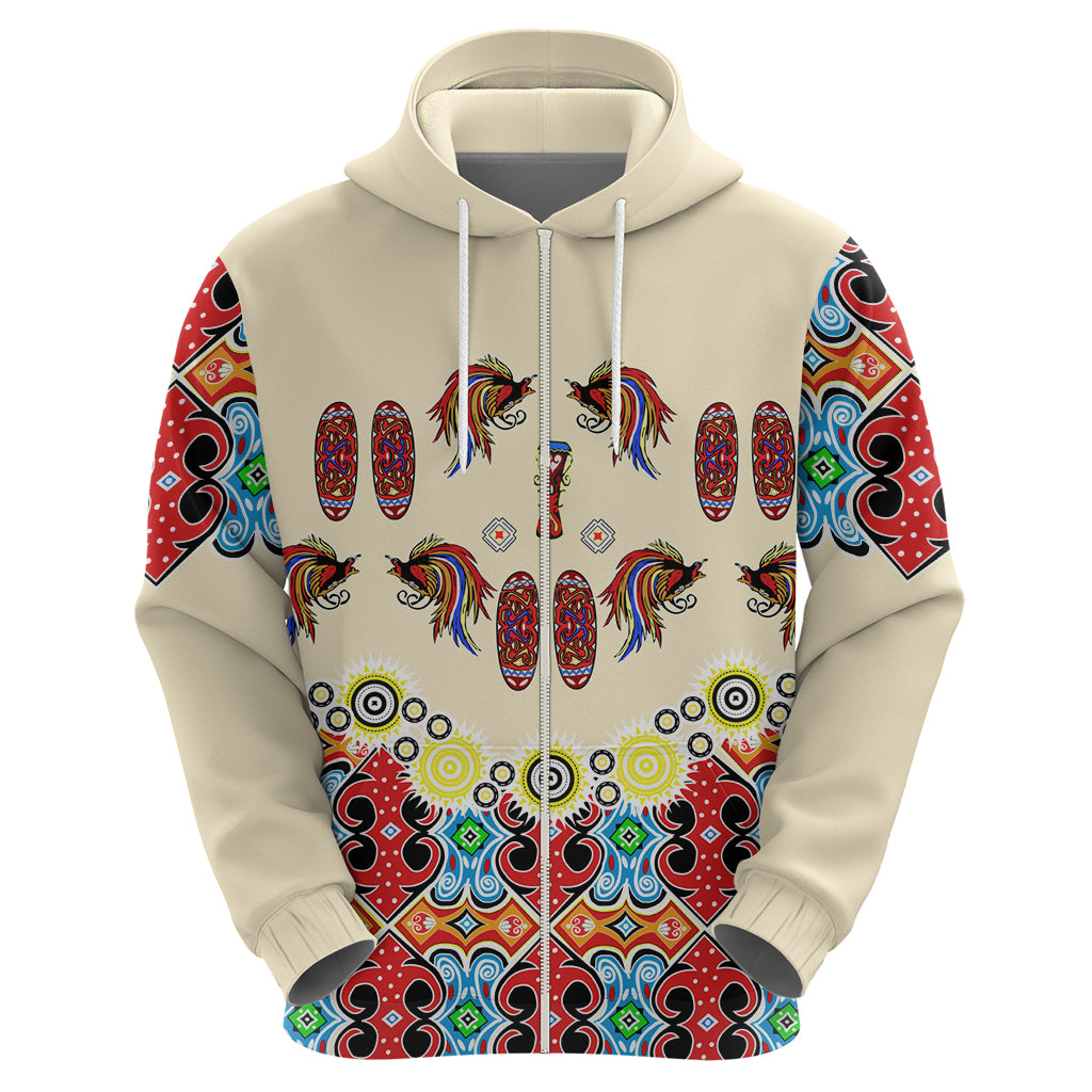 Papua Batik Motif Bird Of Paradise and Native Papuan Shield Hoodie - Wonder Print Shop