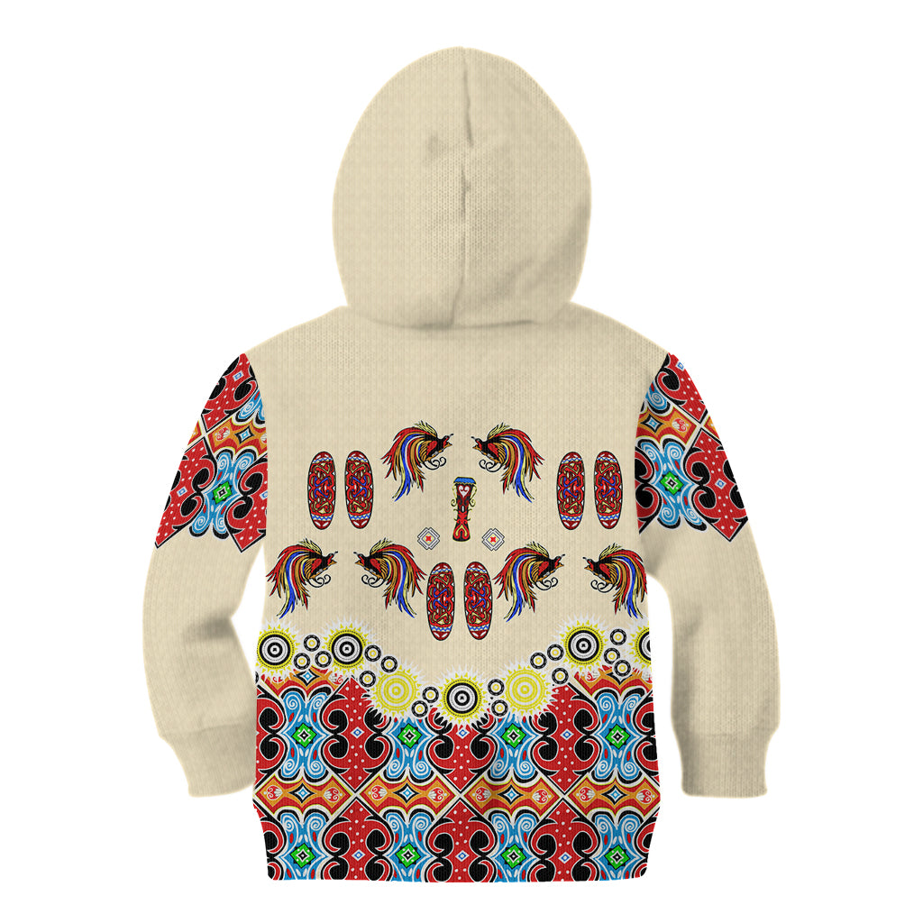 Papua Batik Motif Bird Of Paradise and Native Papuan Shield Kid Hoodie - Wonder Print Shop