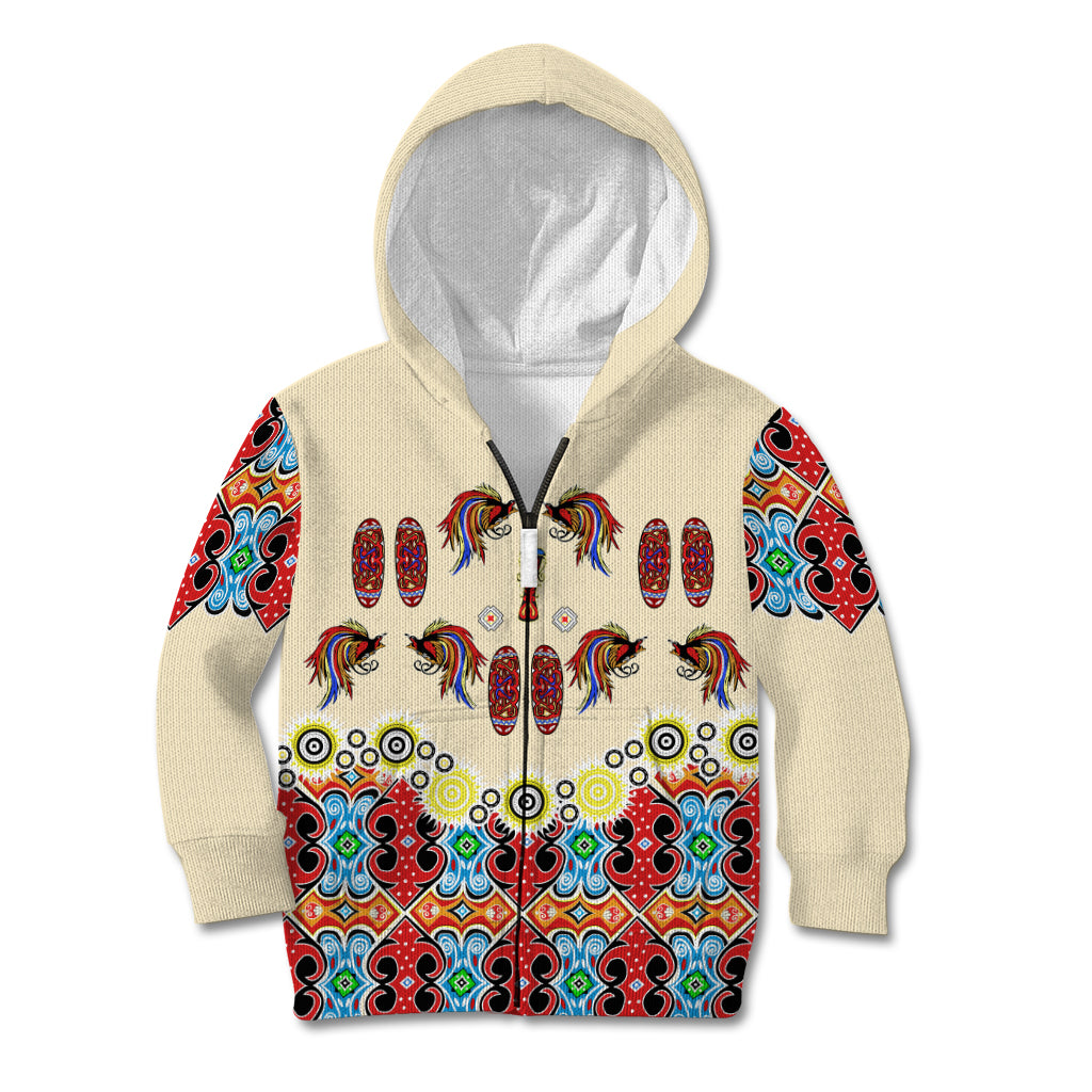 Papua Batik Motif Bird Of Paradise and Native Papuan Shield Kid Hoodie - Wonder Print Shop