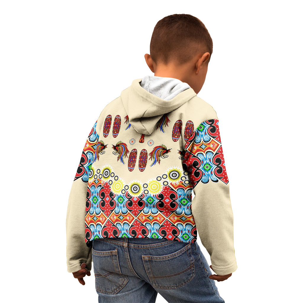 Papua Batik Motif Bird Of Paradise and Native Papuan Shield Kid Hoodie - Wonder Print Shop