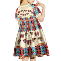 Papua Batik Motif Bird Of Paradise and Native Papuan Shield Kid Short Sleeve Dress - Wonder Print Shop