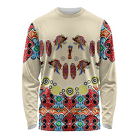 Papua Batik Motif Bird Of Paradise and Native Papuan Shield Long Sleeve Shirt - Wonder Print Shop