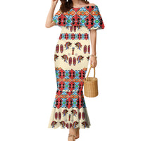Papua Batik Motif Bird Of Paradise and Native Papuan Shield Mermaid Dress - Wonder Print Shop
