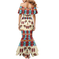 Papua Batik Motif Bird Of Paradise and Native Papuan Shield Mermaid Dress - Wonder Print Shop