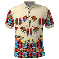 Papua Batik Motif Bird Of Paradise and Native Papuan Shield Polo Shirt - Wonder Print Shop