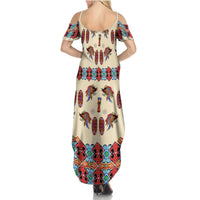 Papua Batik Motif Bird Of Paradise and Native Papuan Shield Summer Maxi Dress - Wonder Print Shop