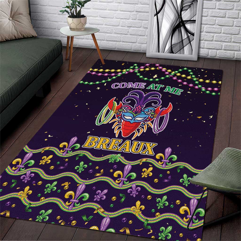 Come At Me Breaux Crawfish Beads Area Rug Mardi Gras Carnival
