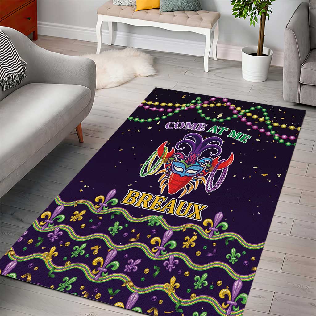 Come At Me Breaux Crawfish Beads Area Rug Mardi Gras Carnival