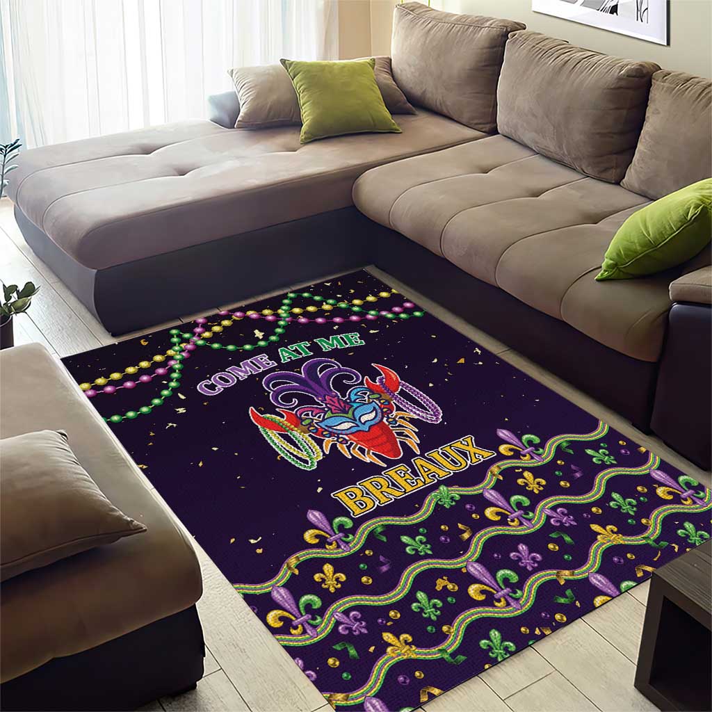 Come At Me Breaux Crawfish Beads Area Rug Mardi Gras Carnival