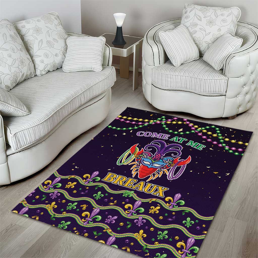 Come At Me Breaux Crawfish Beads Area Rug Mardi Gras Carnival