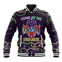 Come At Me Breaux Crawfish Beads Baseball Jacket Mardi Gras Carnival