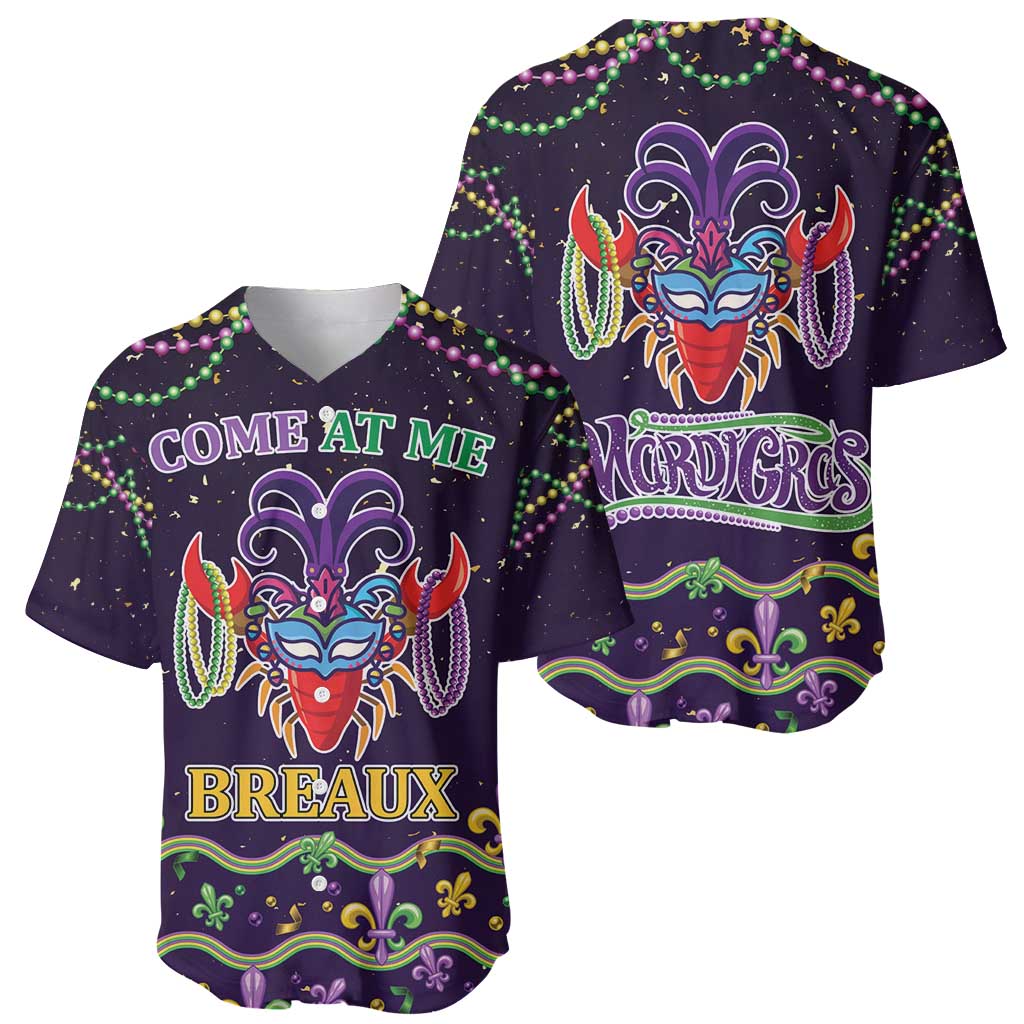 Come At Me Breaux Crawfish Beads Baseball Jersey Mardi Gras Carnival