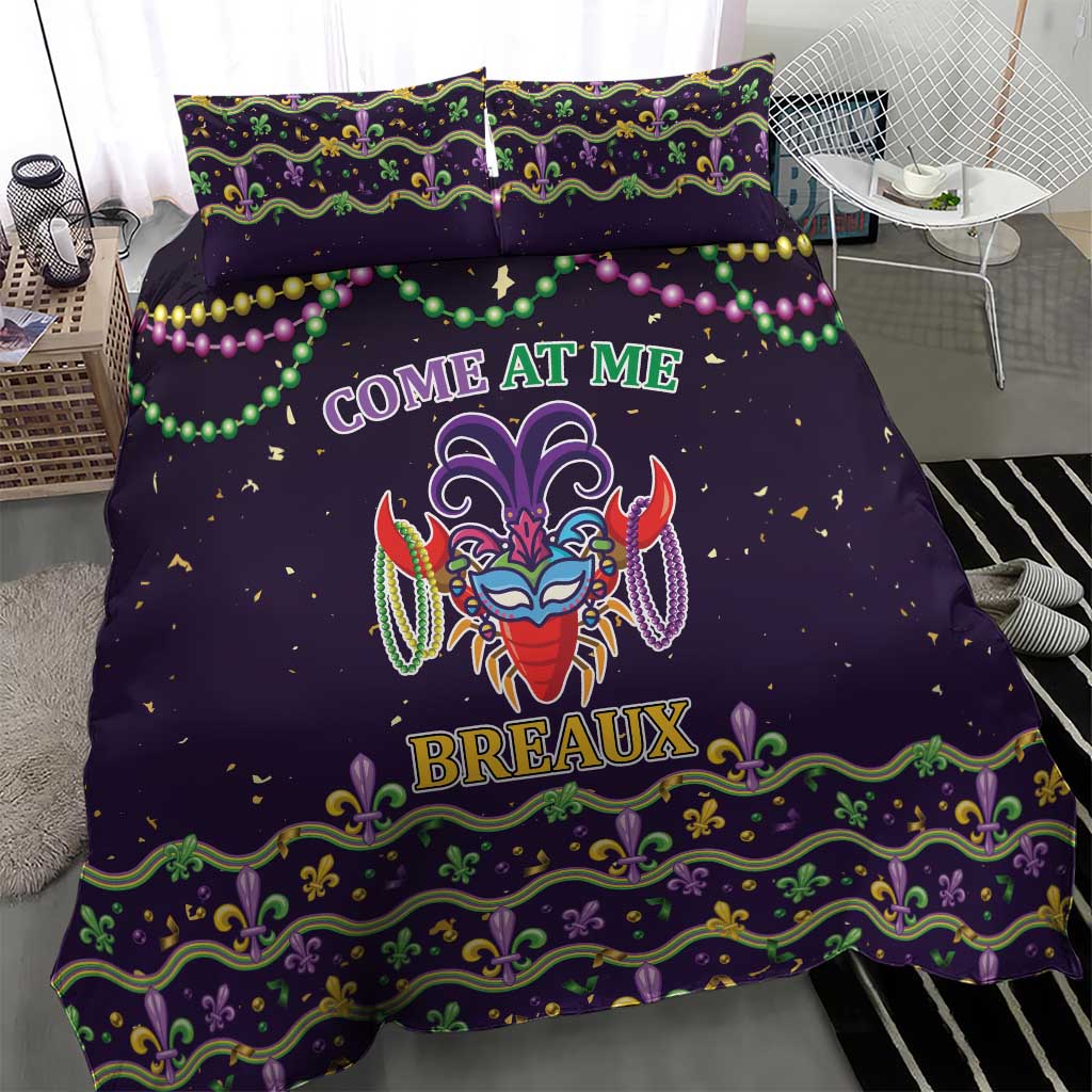 Come At Me Breaux Crawfish Beads Bedding Set Mardi Gras Carnival