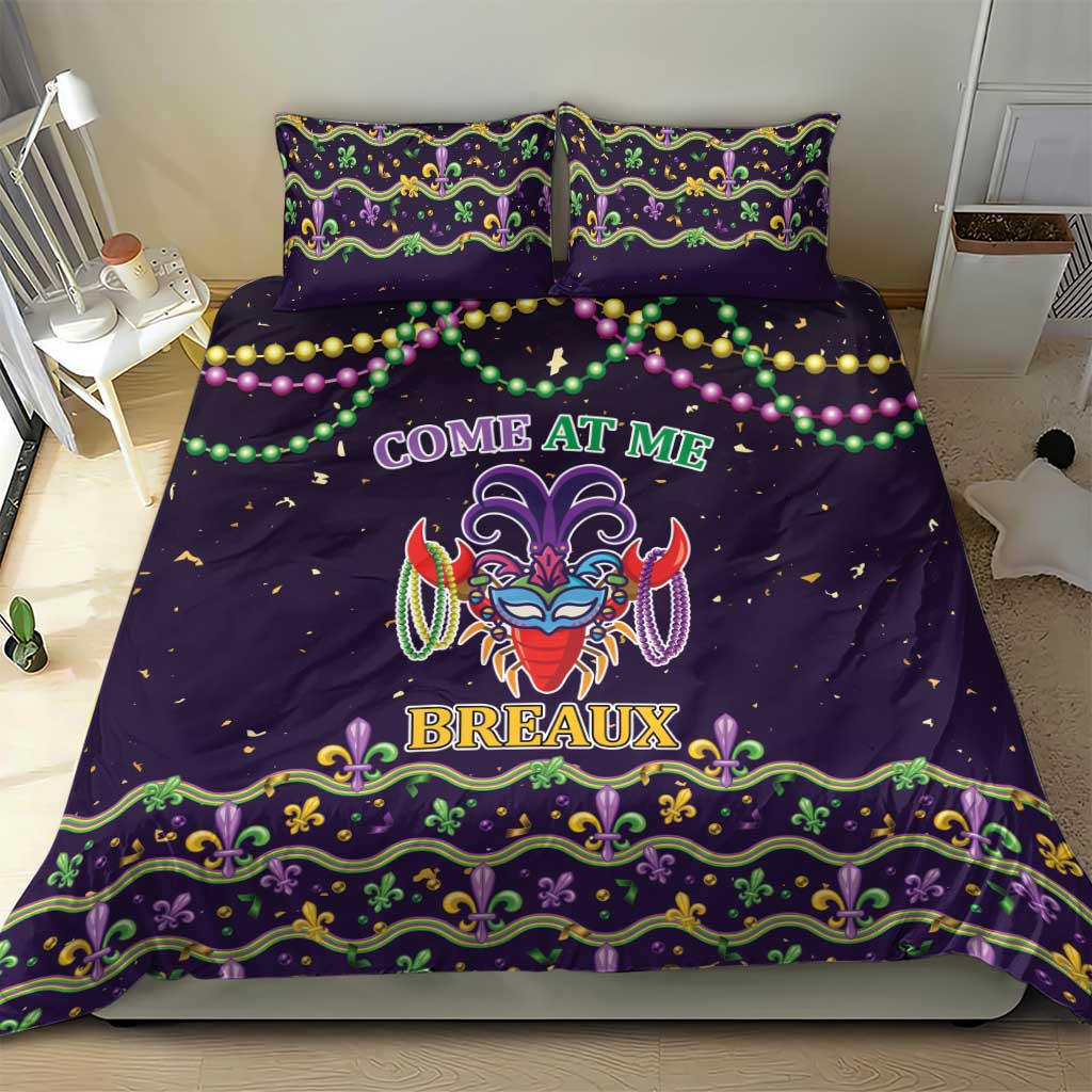 Come At Me Breaux Crawfish Beads Bedding Set Mardi Gras Carnival