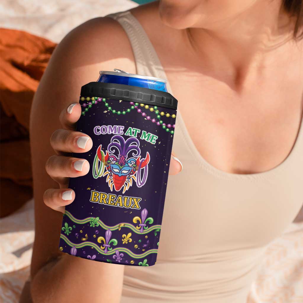 Come At Me Breaux Crawfish Beads 4 in 1 Can Cooler Tumbler Mardi Gras Carnival