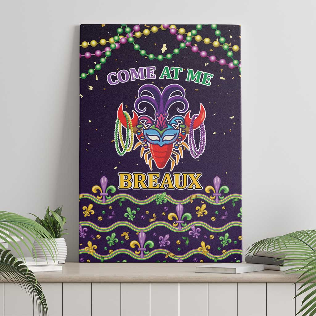 Come At Me Breaux Crawfish Beads Canvas Wall Art Mardi Gras Carnival