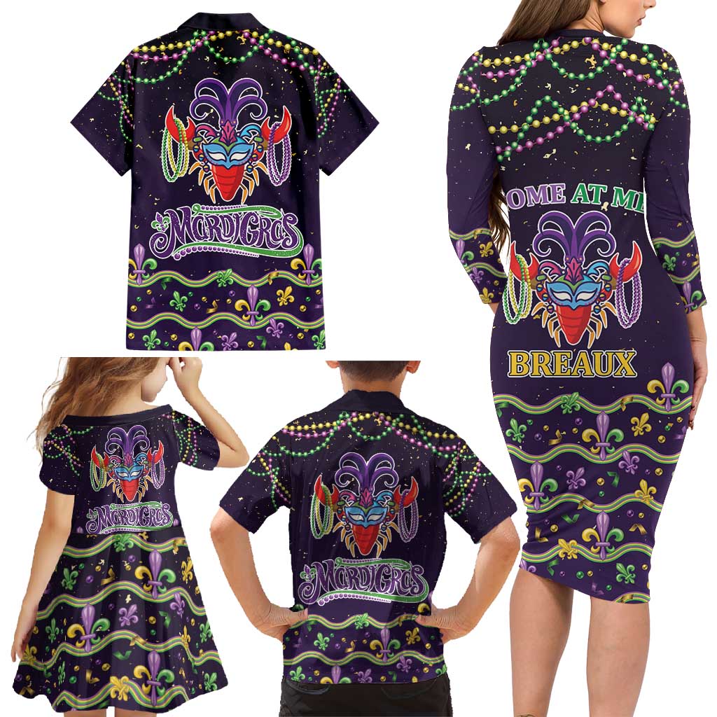 Come At Me Breaux Crawfish Beads Family Matching Long Sleeve Bodycon Dress and Hawaiian Shirt Mardi Gras Carnival LT9 - Wonder Print Shop