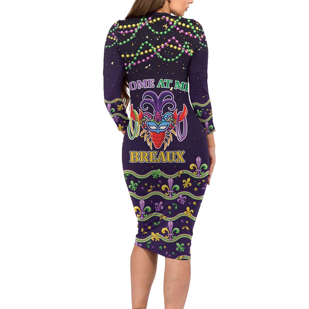Come At Me Breaux Crawfish Beads Family Matching Long Sleeve Bodycon Dress and Hawaiian Shirt Mardi Gras Carnival LT9 - Wonder Print Shop