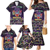 Come At Me Breaux Crawfish Beads Family Matching Mermaid Dress and Hawaiian Shirt Mardi Gras Carnival LT9 - Wonder Print Shop
