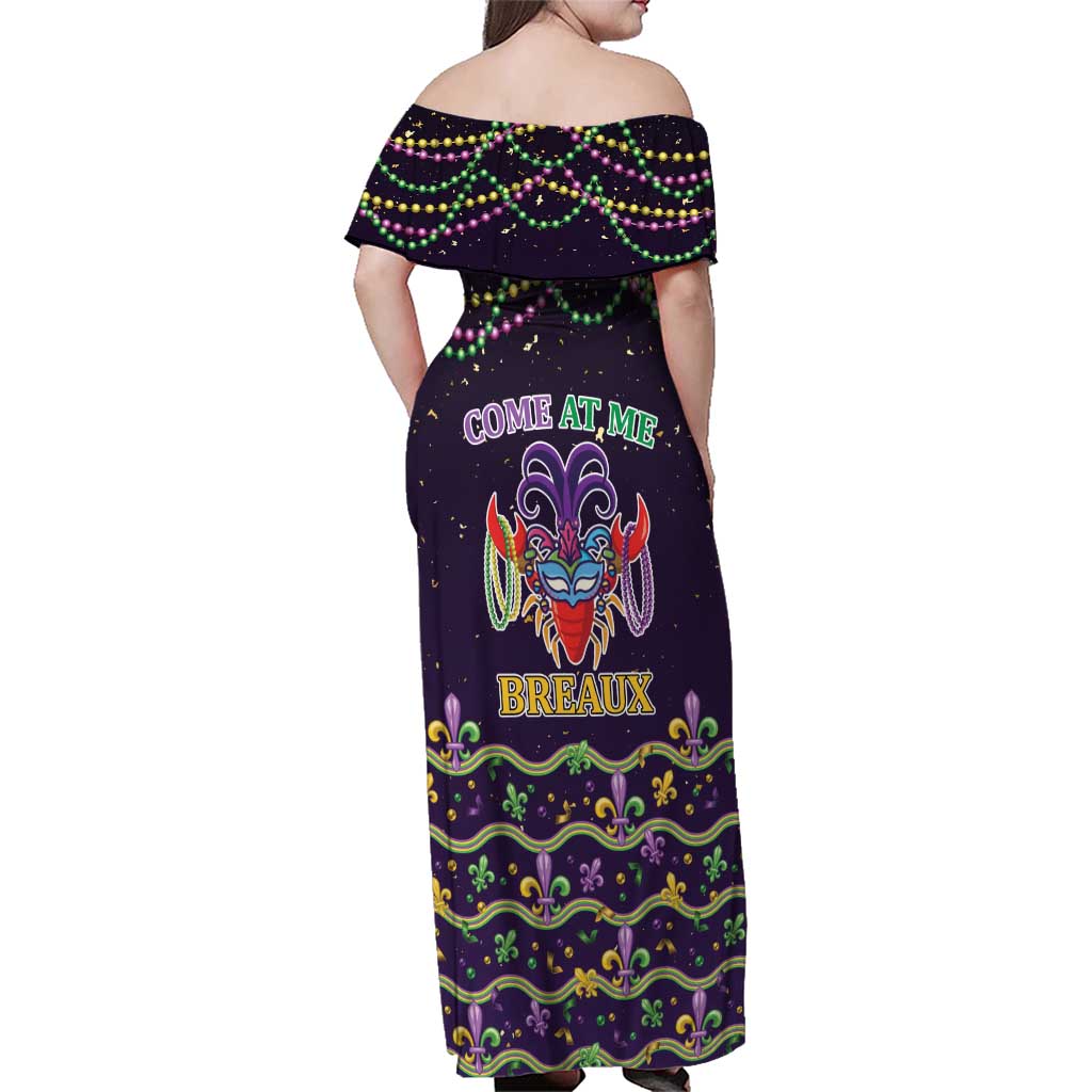 Come At Me Breaux Crawfish Beads Family Matching Off Shoulder Maxi Dress and Hawaiian Shirt Mardi Gras Carnival LT9 - Wonder Print Shop