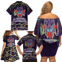 Come At Me Breaux Crawfish Beads Family Matching Off Shoulder Short Dress and Hawaiian Shirt Mardi Gras Carnival LT9 - Wonder Print Shop