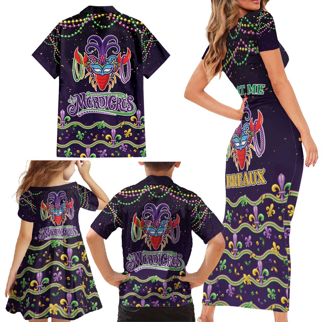 Come At Me Breaux Crawfish Beads Family Matching Short Sleeve Bodycon Dress and Hawaiian Shirt Mardi Gras Carnival - Wonder Print Shop