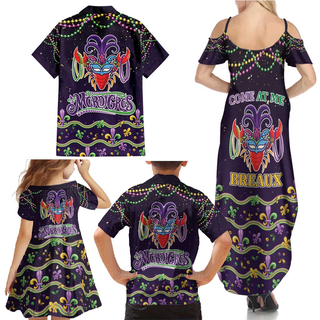 Come At Me Breaux Crawfish Beads Family Matching Summer Maxi Dress and Hawaiian Shirt Mardi Gras Carnival - Wonder Print Shop