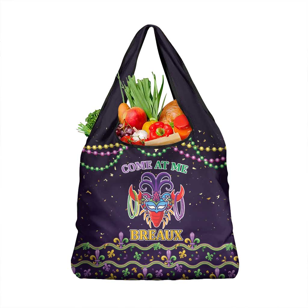 Come At Me Breaux Crawfish Beads Grocery Bag Mardi Gras Carnival